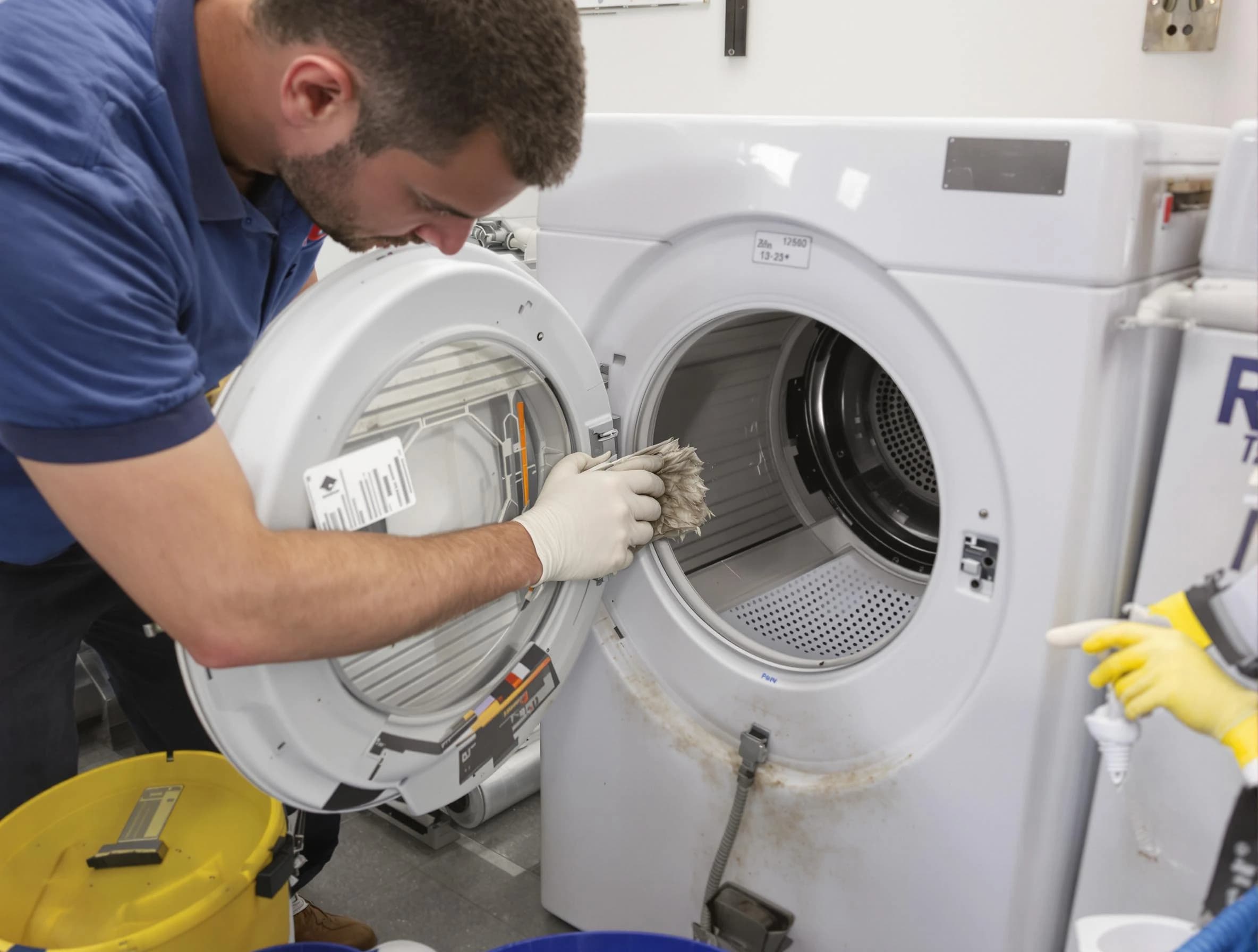 Garden Grove Dryer Vent Cleaning specialist performing detailed lint trap cleaning service in Garden Grove