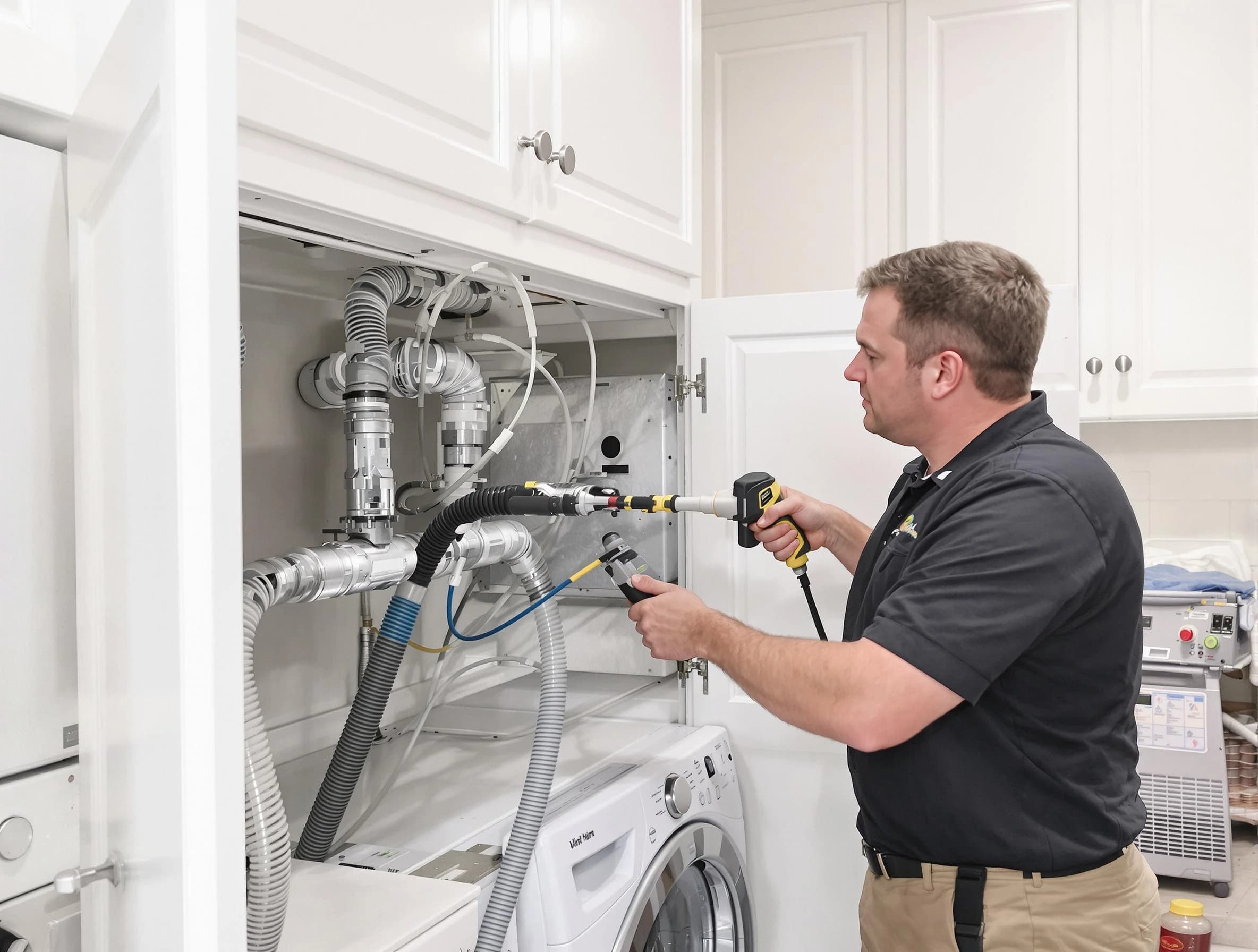 Garden Grove Dryer Vent Cleaning professional removing severe blockage from a clogged dryer vent in Garden Grove