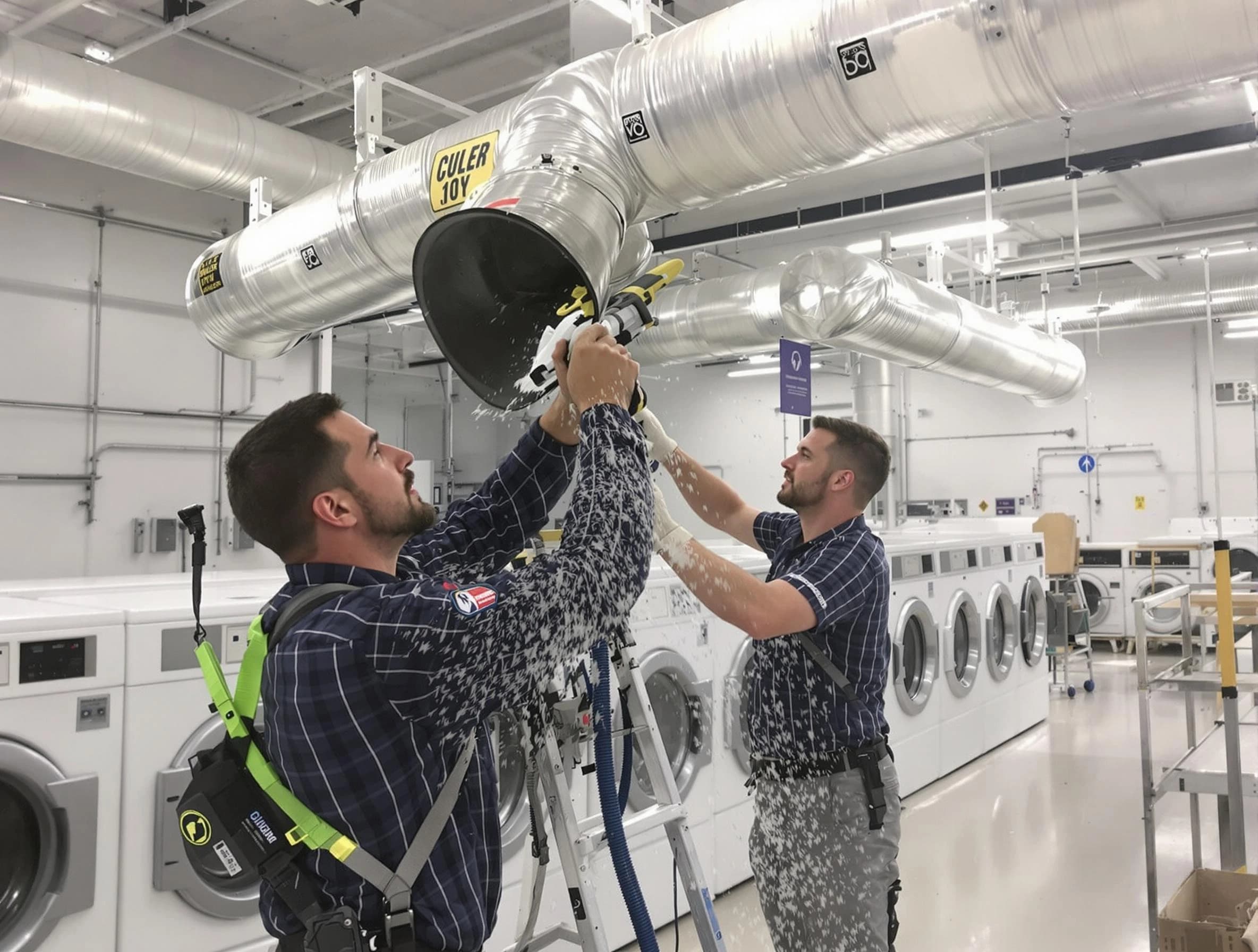 Garden Grove Dryer Vent Cleaning team performing large-scale commercial dryer vent cleaning in Garden Grove