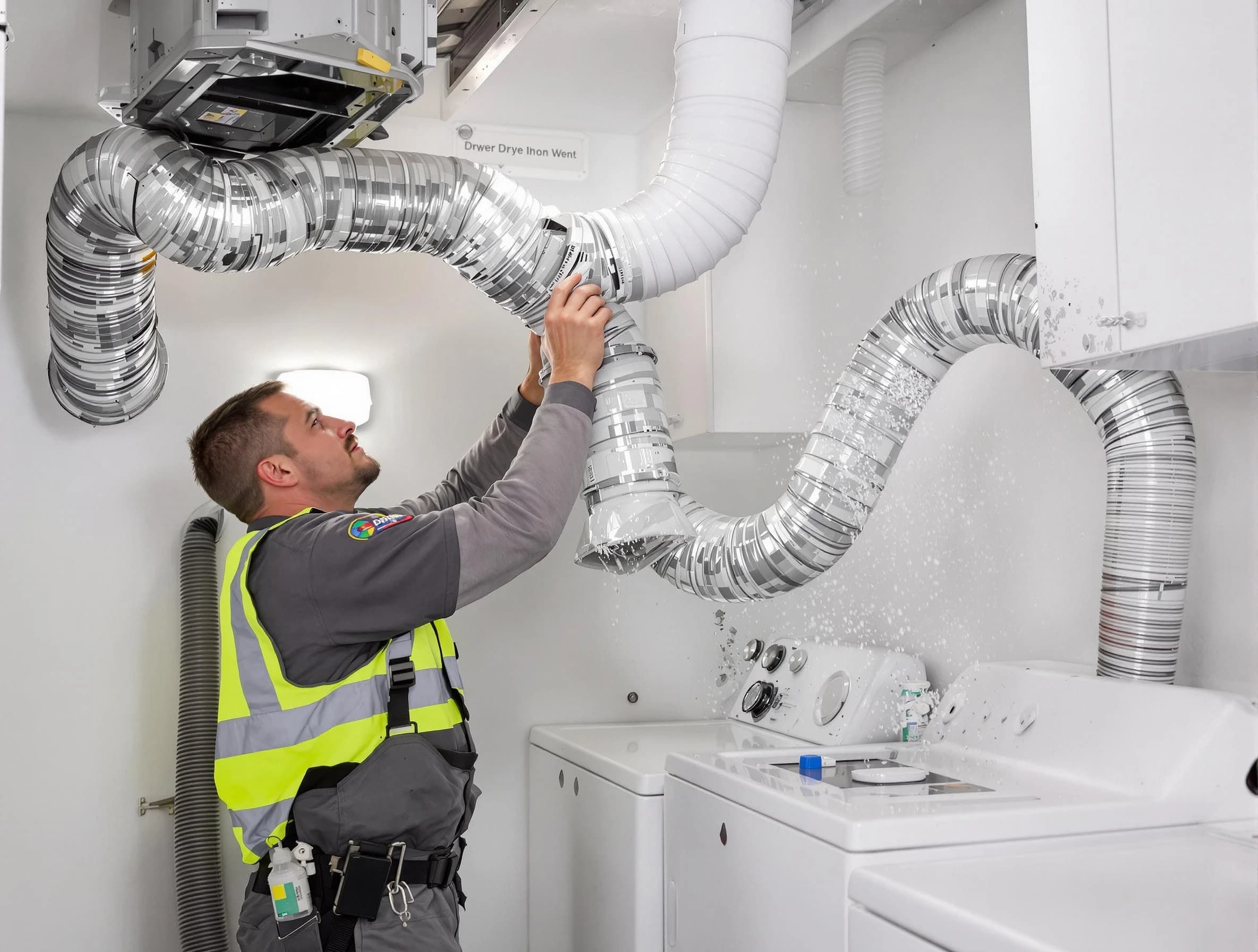 Garden Grove Dryer Vent Cleaning technician performing detailed dryer exhaust vent cleaning at a home in Garden Grove