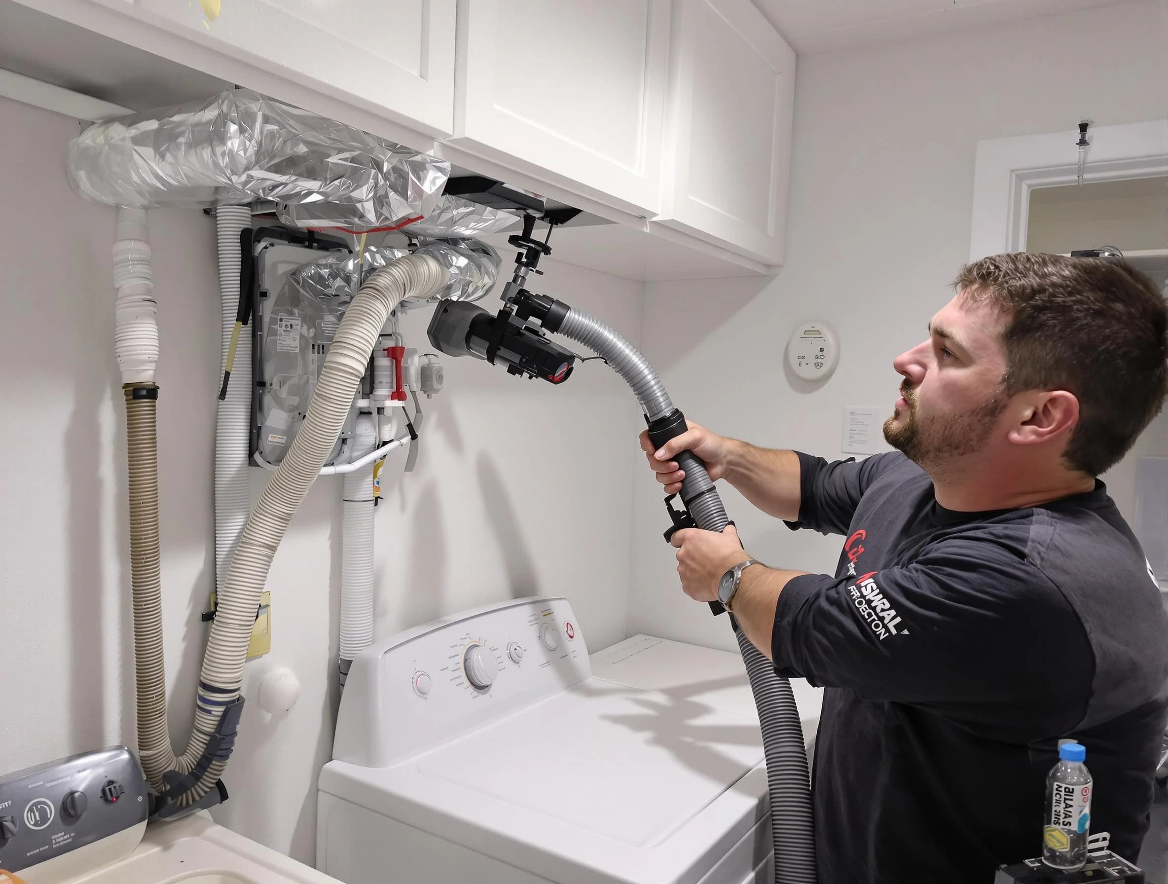 Garden Grove Dryer Vent Cleaning certified technician performing safety-focused gas dryer vent cleaning in Garden Grove
