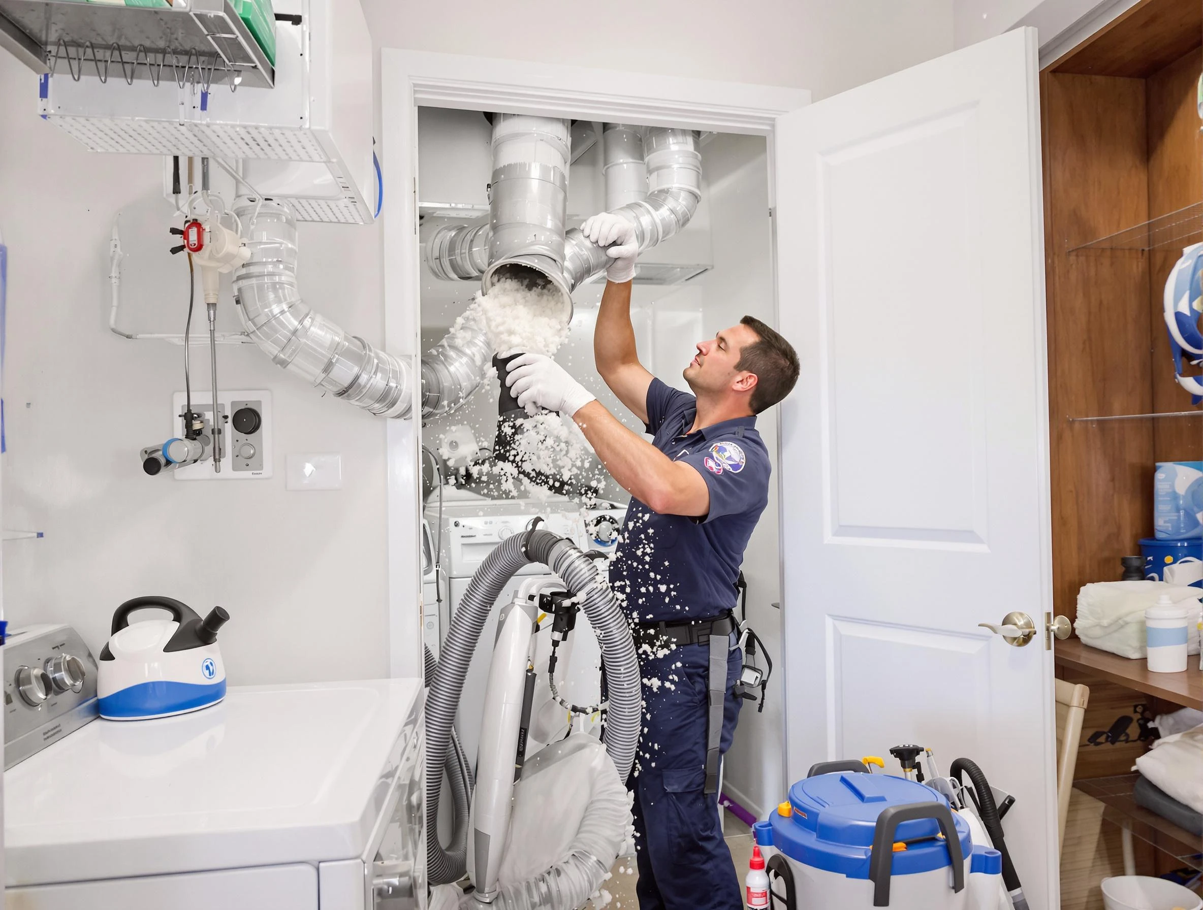 Garden Grove Dryer Vent Cleaning technician delivering thorough residential dryer vent cleaning service in Garden Grove